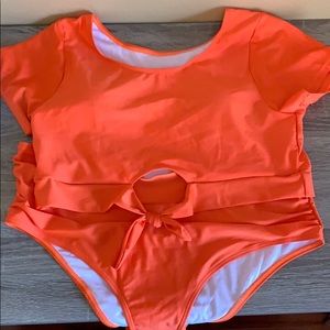 Orange two piece swimsuit